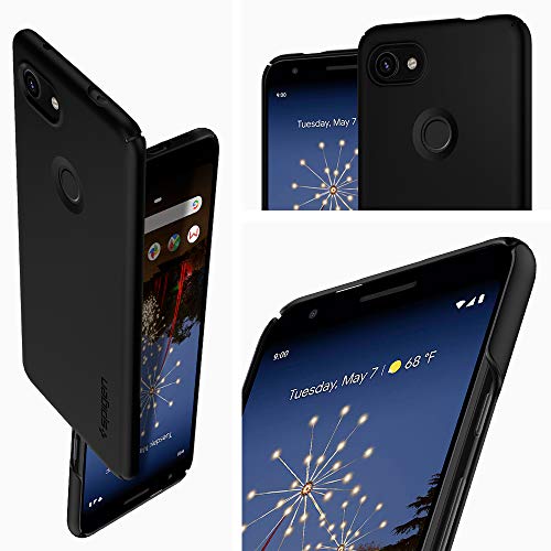 Image of Spigen Thin Fit Back Cover Case Compatible with Google Pixel 3a (Poly Carbonate | Black)