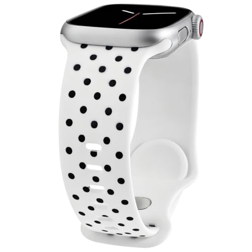 REALSIGN �|���J�h�b�g�V���R���r���v�o���h Apple Watch 38-49mm ���f�B�[�X �����Y �p�^�[���v�����g �u���b�N �z���C�g �V���R���o���h iWatch Series 11-1 SE/Ultra 3-1�p (C2-�z���C�g/�u���b