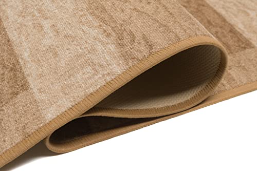 TAPISO Anti Rutsch Teppich Läufer rutschfest Brücke Meterware Modern Braun Beige Gelb Vierecke Geometrisch Design Flur Küche Wohnzimmer… – Ansicht 5
