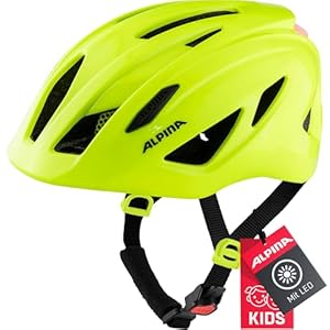 ALPINA PICO Flash - Beleuchteter, Leichter & Bruchfester Fahrradhelm Mit Fliegennetz Für Kinder, be Visible Gloss, 50-55 cm