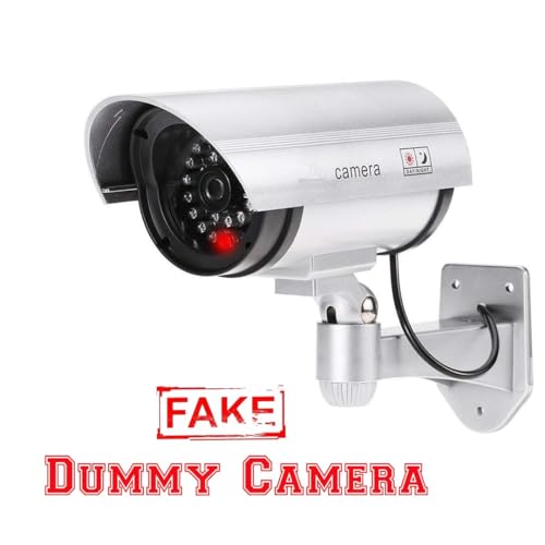 Image of QEEIG Bullet Dome Dummy Fake CCTV Camera with Ideal for Blinking Red LED Light | Waterproof, Wall Mount - Ideal for Home, Office, Storefront Security (Set of 2)