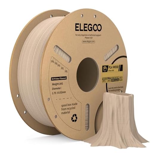 ELEGOO PLA Filament 1.75mm Oak Wood 1KG, Real Wood Flour Added 3D Printer Filament, 1kg Spool(2.2lbs) Fits for Most FDM 3D Printers