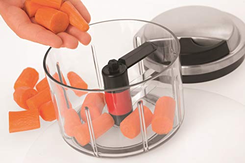 RÖSLE Multischneider, Hochwertiger Zerkleinerer für Obst und Gemüse mit extra scharfem Messer, Edelstahl 18/10, inkl. Kräuterkörbchen… – Ansicht 2