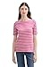 Produktbild TOM TAILOR Damen 1043837 Kurzarm t-Shirt mit Ringel, 36130-Pink Velvet White Stripe, X-Large