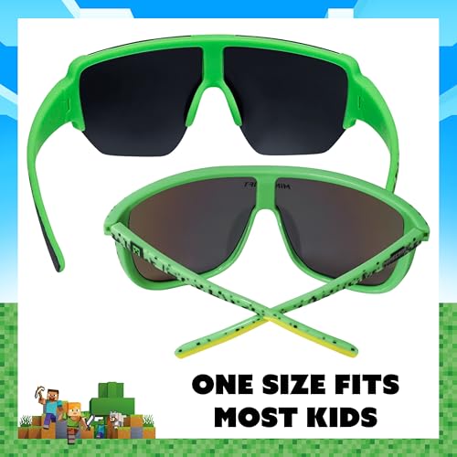Image of ARKAID Minecraft Boys Sunglasses | Official Minecraft Gear | 100% UV Protection | Official Minecraft Boys Sunglasses and Sports Wraps | Impact Resistant | Gift Idea | Fits Most Kids