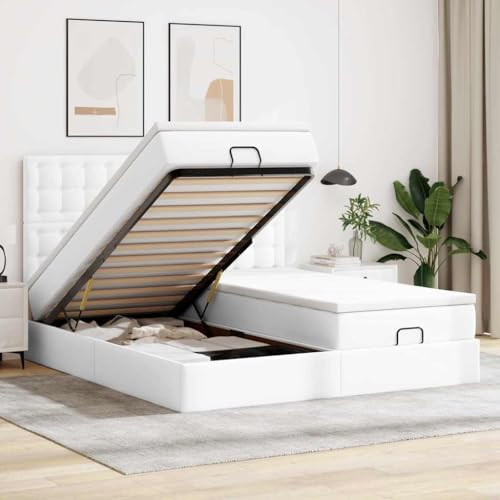 Bed metallbett betten, bettrahmen futonbettOttoman-Bett mit Matratzen Hellgrau 200x200 cm StoffGeeignet für Schlafzimmer