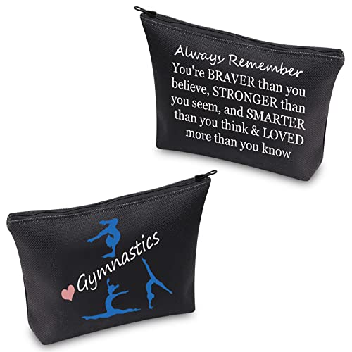 Gymnastics Gifts Gymnastics Makeup Bag Cosmetic Pouch Gymnasts Gifts for Girl Gymnastics Travel Bag Toiletry Bag Purse (Gymnastics Black Bag) - Image 3