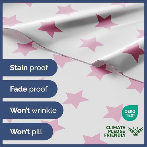 Image of Kids Twin Size Pink Stars Bed Sheets - 3 Piece Kids Pink Stars Sheet Set | Pink Stars Themed Bedding, Ultra-Soft, Cute & Cozy, Breathable & Machine Washable, Bed Set for Boys, Girls & Teens & Cooling
