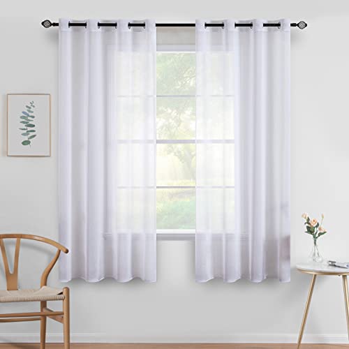 MIULEE Przezroczyste zasłony okienne, eleganckie, woalowe, do sypialni, salonu, 2 szt., z przelotkami, białe, 140 x 175 cm (szer. x dł.)