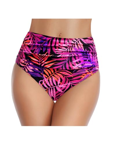 Image of Tempt Me Women's High Waisted Bikini Bottom Tummy Control Ruched Bathing Suit Swim Bottom