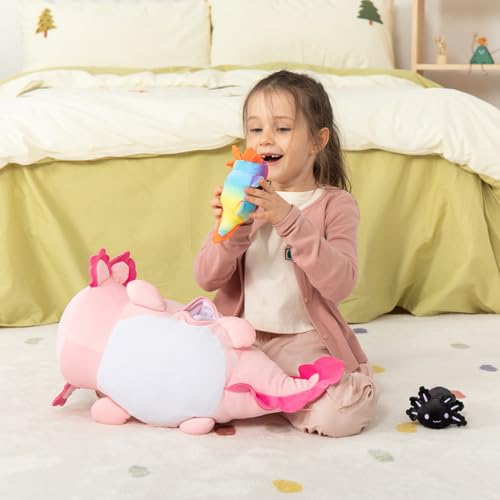 Image of MaoGoLan Giant Axolotl Plush 23.5 Inch, 3 Baby Stuffed Axolotls Inside