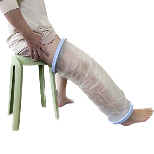 KEEFITT Knee Cast Cover for Shower Adult - Large Waterproof Knee Shower Cast and Bandage Protector for Leg Watertight Protection to Knee Replacement Surgery, Wound, Incision Reusable
