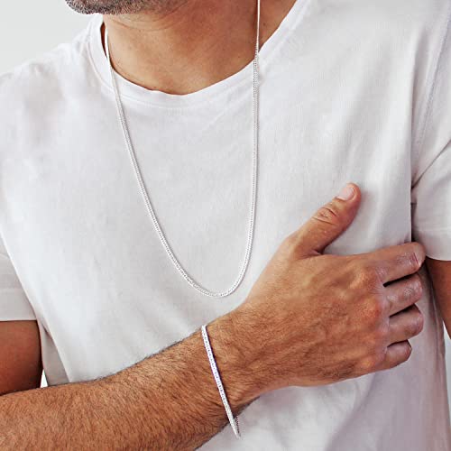 AMENNA, Conjunto Grumet Dupla 3mm Corrente 70cm e Pulseira Masculina Prata 925