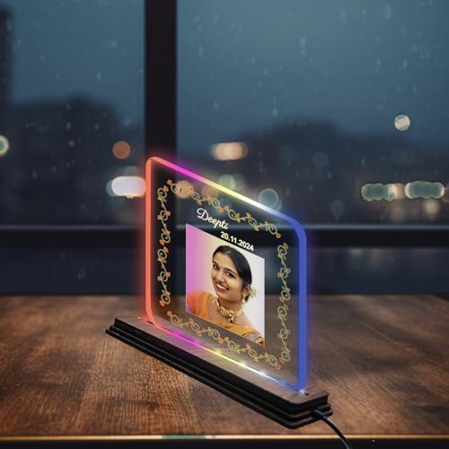 Image of Brown Cloud Personalized Name Photo LED Night Lamp Customized Gift for Men Women Husband Wife Girlfriend Boyfriend Birthday Marriage Anniversary Festivals Decoration(LED RBW NL AO 001)(D5)
