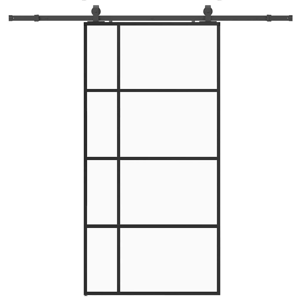 Kit de puerta corrediza de hardware negro 102,5 x 205 cm