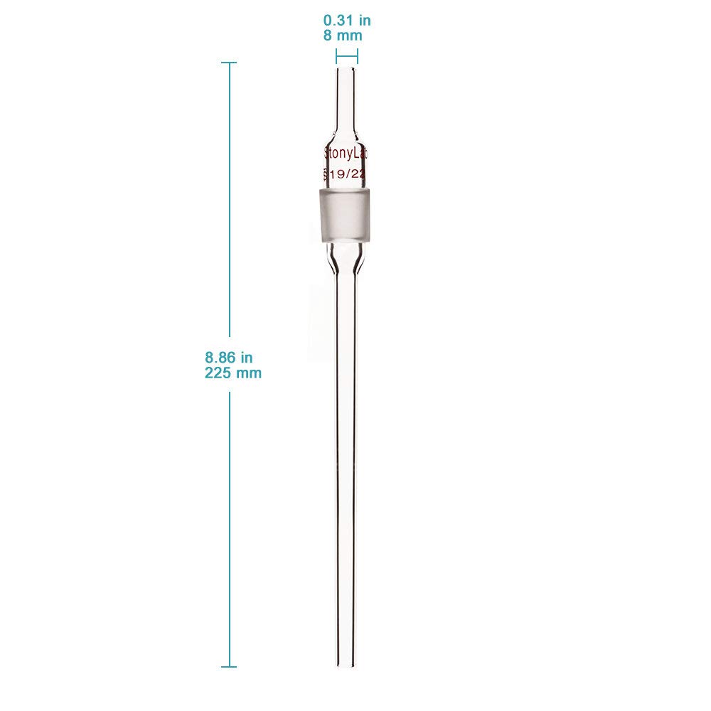 stonylab Glass Extended Adapter, Borosilicate Glass 19/22 Inlet Adapter with Extended Lower 8 mm Drip Tube — Amazon image 2