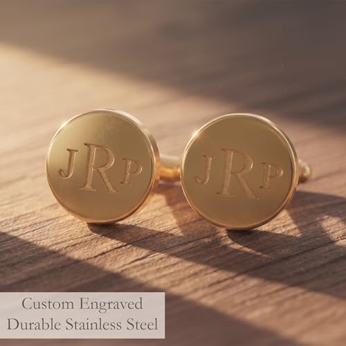 Image of Custom Cufflinks for Men, Personalized Engraved Monogram or Handwriting