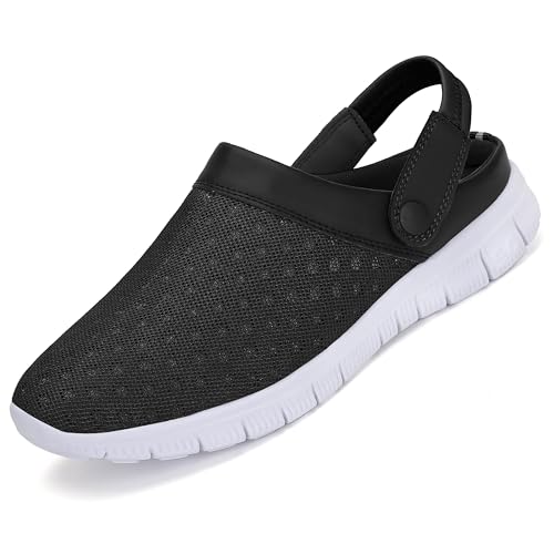 SAGUARO Hommes Sabots Mules Respirant Chaussures de Jardin Femmes Chaussons de Plage Sport Pantoufles D'Été Noir GR.42