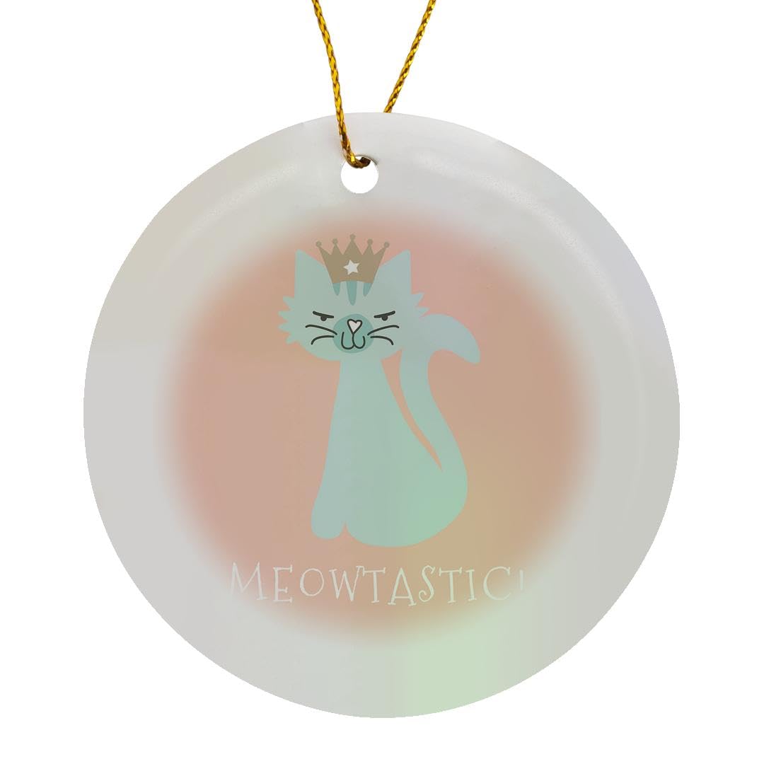 Circle Porcelain Ornament - Meowtastic Cat Designs Cats