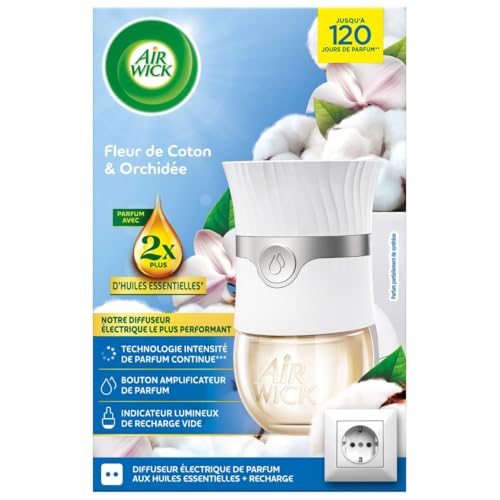 Anti Odeur Maison : Diffuseur Electrique Air Wick Huiles Essentielles Fleur de Coton