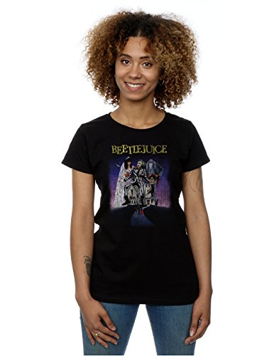 Beetlejuice Mujer Distressed Poster Camiseta Large Negro