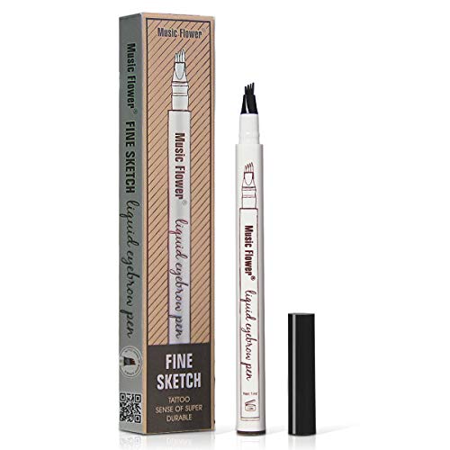Eyebrow Tattoo Pen Waterproof Microblading Eyebrow Pencil with Micro-Fork Tip Brow Tint Tattoo Eyes Makeup Natural Hair-Like Defined Brows All Day (Black)