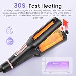 4-in-1 Adjustable Hair Crimper Waver with 3-Barrel Curling Iron | 4 heat settings (280°F–410°F), digital display, 30-second fast heat-up, anti-scald protection, rose gold