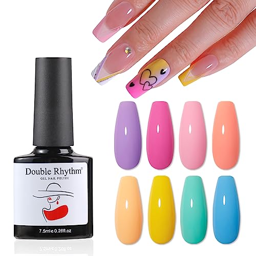 Double Rhythm 8 Colors 7.5Ml Gel Nail Polish Kit Pastel Vibrant Color Polish Gel Starter Set Soak Off Art Manicure Home Salon Diy Gifts (8-Kit2) #TOP3