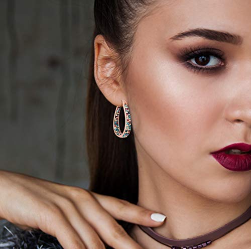 Savlano Inside Out Oval Shape Crystal Hoop Earrings For Women Comes With Savlano Gift Box4