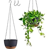 Kvetto Hanging Planters for Indoor Plants, Set of 2 8/10 Inch Self-Watering Hanging Pots with Drainage Hole...