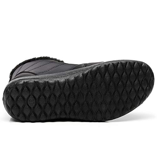 Image of Winter Snow Boots for Women Men, Lightweight Water-Resistant Boots | faux fur lining, rubber sole, warm winter wear, dog walking, errands, light snow, indoor outdoor