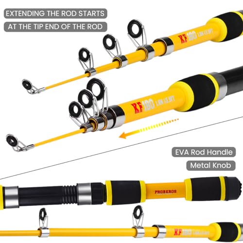 Image of Proberos Telescopic Fishing Rod and Reel Combo 1.8M Carbon Fiber Spinning Rod Portable Travel Fishing Rod Kit with Bait Kit for Beginner Friendly Starter Pack