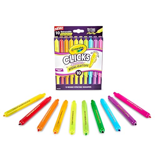Crayola Clicks Retractable Highlighters (10ct) Cute School Supplies Back to School Classroom Essentials for Kids & Adults