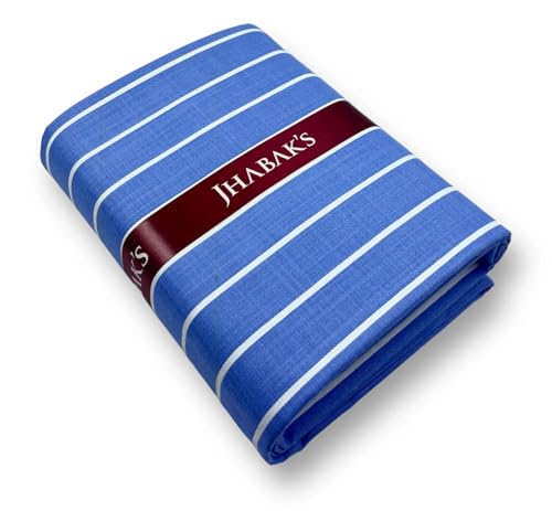 Image of JHABAK'S Unstitched Premium Cotton Blend Strip Shirt & Trouser Fabric - 2.25 Meter Shirt Cloth - 1.30 Meter Pant Piece (Set of 2)