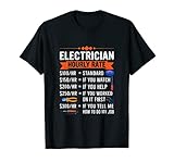 Electrician Hourly Rate With Electric Tools Drawings Design T-Shirt