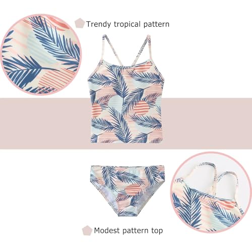 Image of Girls Two Piece Tankini Swimsuits Tie Dye Bathing Suit Kids Hawaiian Swimwear Set 3-16 Years