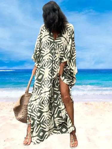 Kaftan Dresses for Women Ethnic Boho Print swim cover up Plus Size Beach Cover Up Caftans2