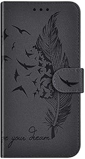 IKASEFU Compatible with Google Pixel 3A XL Case Emboss Feather Plumage Pu Leather