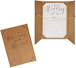 Neviti 775844 Hearts & Krafts Invitations-10 Pack Wedding Invitations, Brown Kraft, 22.5 x 16 x 0.2