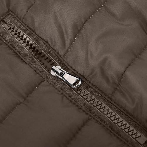 Steppjacke Herren Winter Daunenjacke Leicht Dünne Winterjacke Schwergewicht Jacket mit Kapuze Langarm Herrenjacke Classic Einfarbige Mantel Fashion Bequeme Kapuzenjacke 01 Braun L