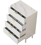 GOOBUY Commode Avec 5 Tiroirs 60cm, Meuble De Rangement, Motif De