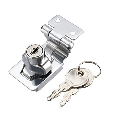 Image of uxcell Keyed Hasp Lock 54mm Twist Knob Keyed Locking Hasp for Door Cabinet Keyed Different