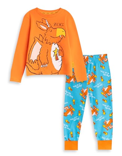 Gruffalo The Friends Zog Unisex Kids Orange Long Sleeve Long Leg Pyjama Set | Character Nightwear with Crew Neck | Ideal Cartoon Sleepwear for Bedtime Merch - 4-5 Years