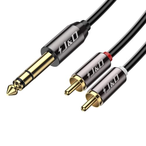 J&D 1/4 inch TRS to Dual RCA Audio Cable