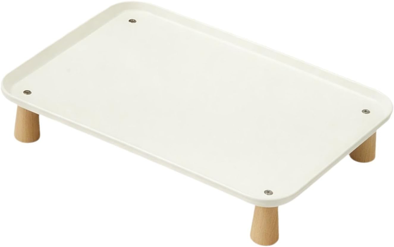 Raised Cat Bowl Stand Elevated Pet Feeder Shelf for Automatic Dispenser Food Holder Rack Dog Water Bowl Support Made of Wood and PP Suitable for, Milk White M