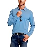 Umturmok Men's Casual Long Sleeve Polo Shirts Performance Side Split Collared Golf Shirts with Su...