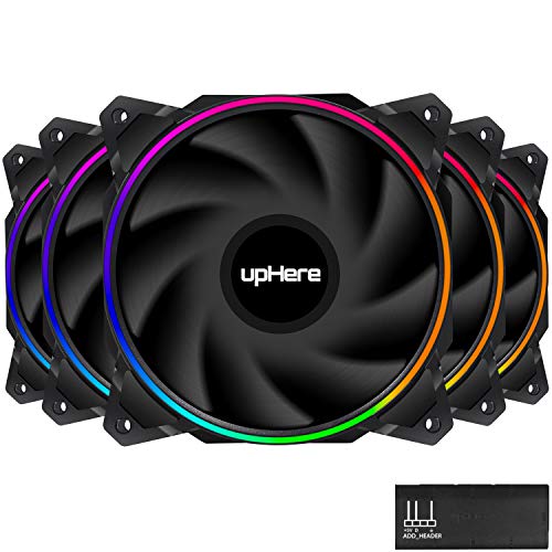 upHere 120mm SYNC 5V 3PIN ARGB LED Case Fan,Dual Halo LED Pc Fan,High Performance Silent Fan for PC Cooling,EN123+3-5