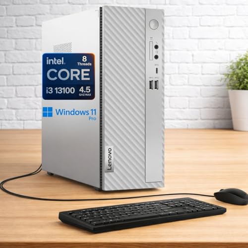 Lenovo IdeaCentre 3 SFF Desktop Computer, 13th Gen i3-13100 (Up to 4.5GHz), 16GB RAM, 256GB SSD + 1TB HDD, VGA + HDMI, Wi-Fi 6, Bluetooth 5.1, RJ-45, USB-C, Wired Keyboard & Mouse, Windows 11 Pro