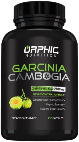 ORPHIC NUTRITION Garcinia Cambogia Extract 2 Months Supply - to Support Weight Loss Efforts* - Helps Curb Appetite*, Suitable for Vegetarians - 2100 MG - 180 Caps