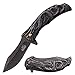 Masters Collection MC-A014SW Spring Assist Folding Knife, Black Blade, Black Handle, 4.75-Inch Closed